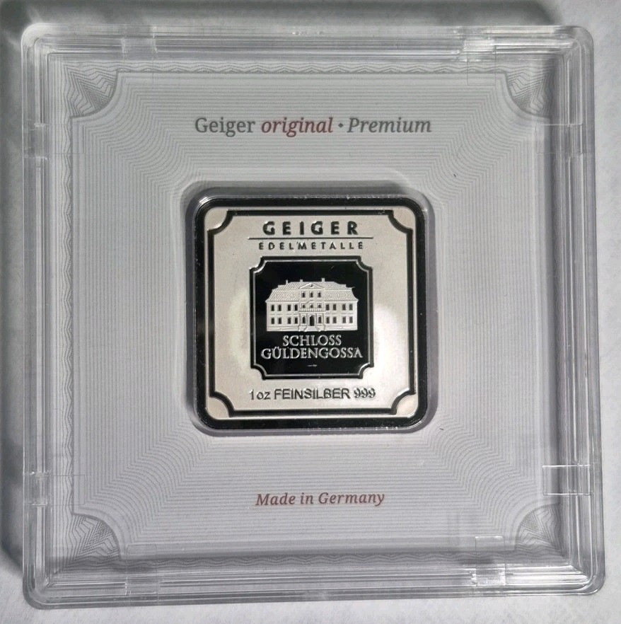 🔥 Geiger Edelmetalle 1 oz .999 Fine Silver Bar SEALED In Assay German Mint