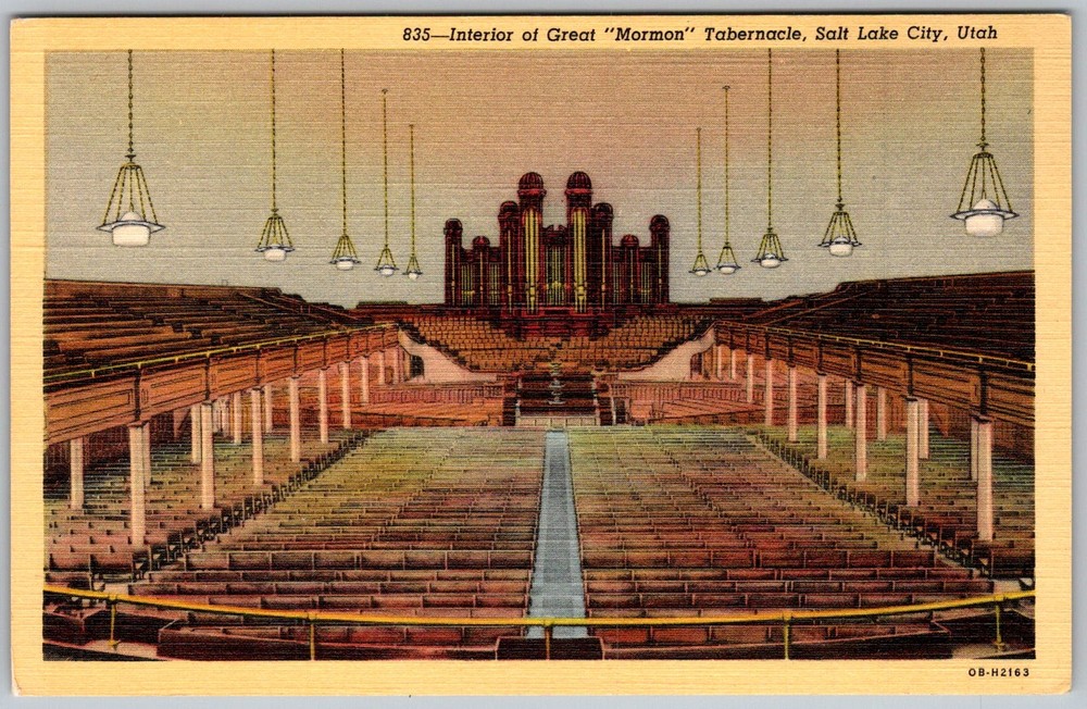 Vtg Linen Postcard Great Mormon Tabernacle Salt Lake City, UT 1930s