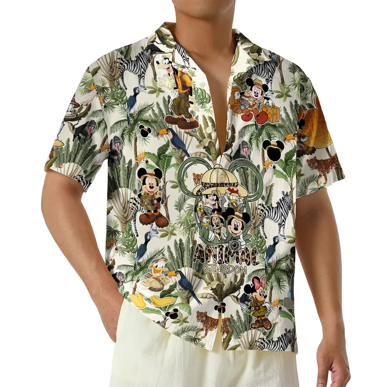 Retro Safari Animal Kingdom Style Hawaii Shirt Vintage Wildlife Beach