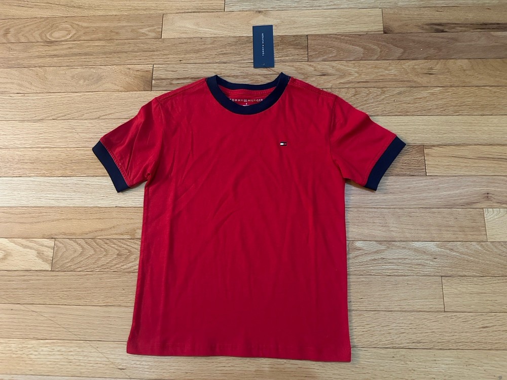 NWT Tommy Hilfiger Boys Red Crewneck T-Shirt Size 6 Logo Tee