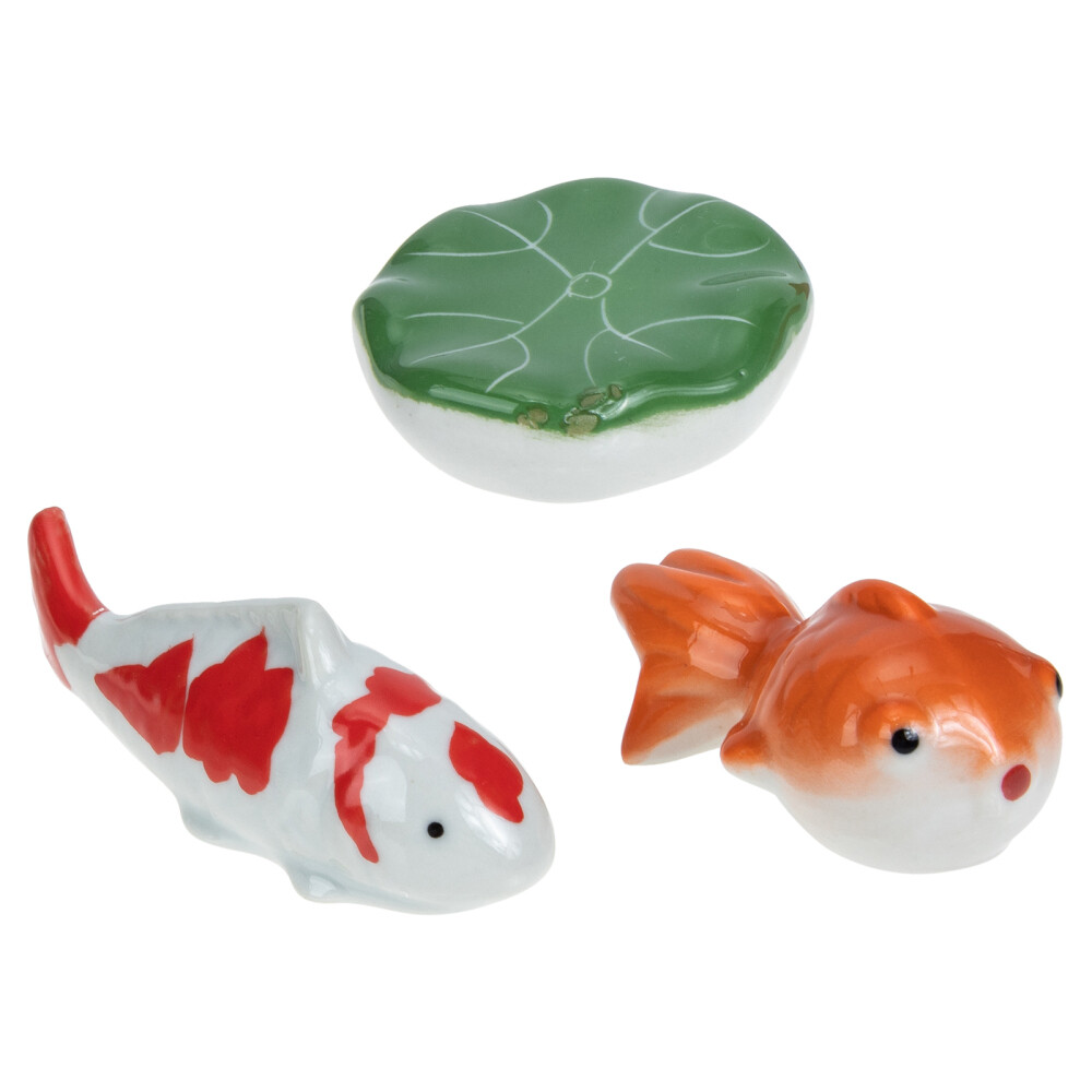 3PCS Ceramic Floating Koi Fish Tank Decor Creative Baby Figurines