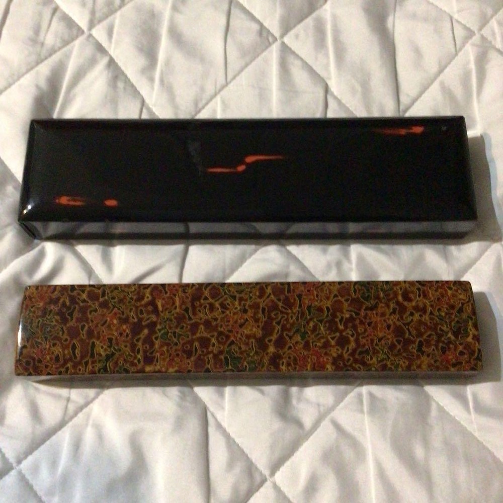 Tsugaru Lacquered Couple Chopstick Box Set of 2 Retro Showa Style