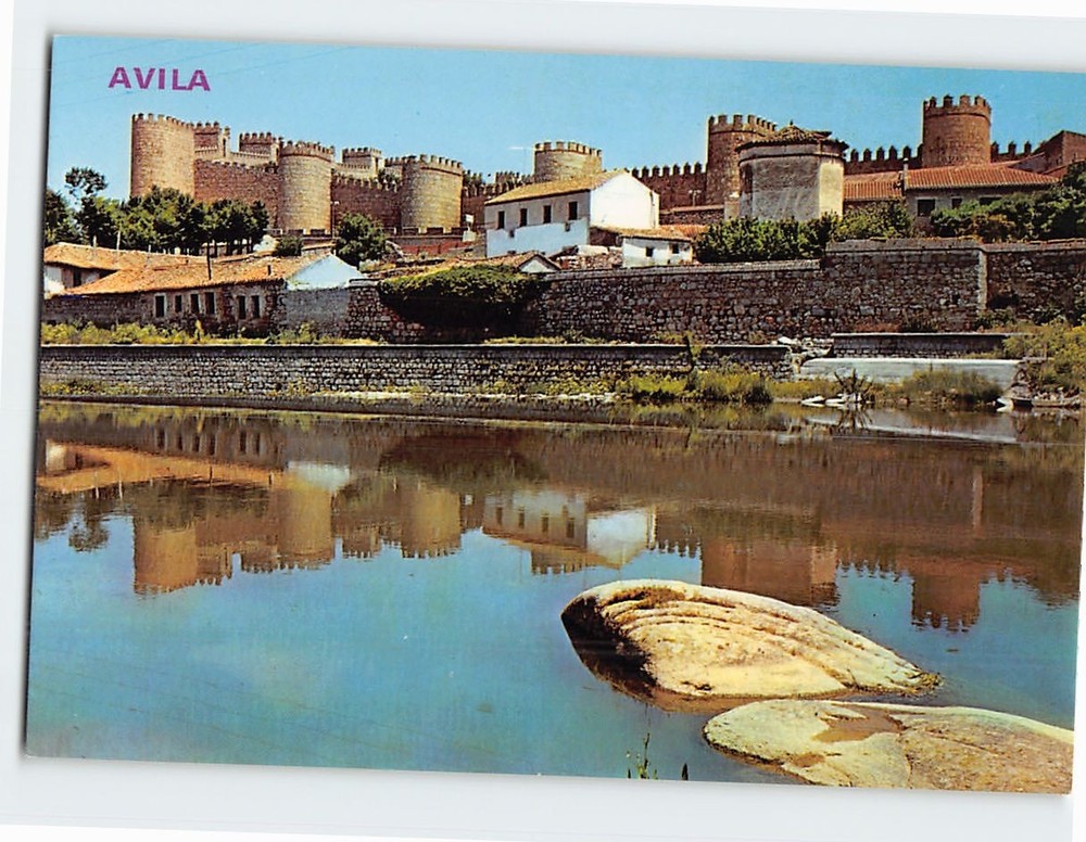 Postcard Walls and Adaja River Avila Spain