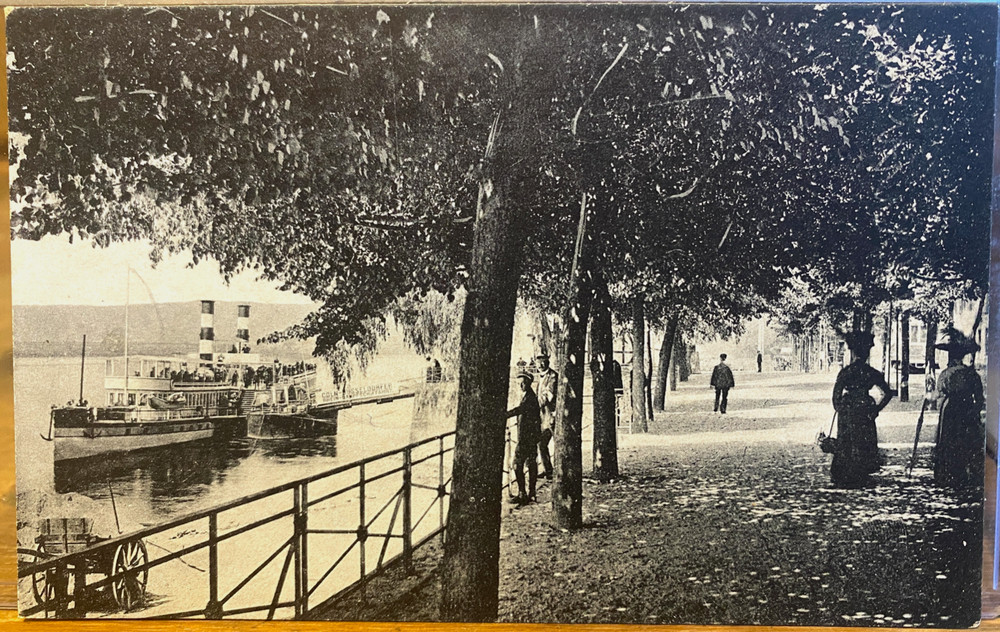 German Postcard NEUWIED banks of the Rhein Rhine River Steamer Ship Germany