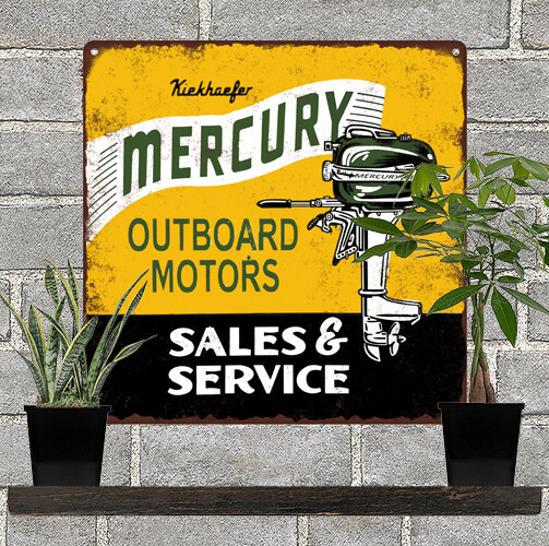 Vintage Mercury Outboard Motor Oil Service Garage Man Cave Metal Wall Sign 12x12 Inches 60756