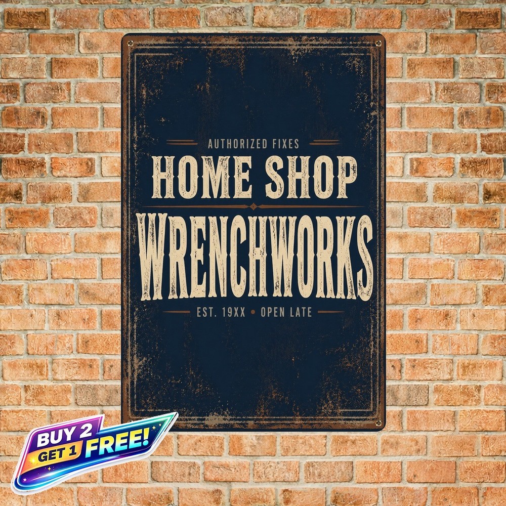 Dad's Garage Sculpture Tin Metal Sign Vintage Workshop Wall Decor