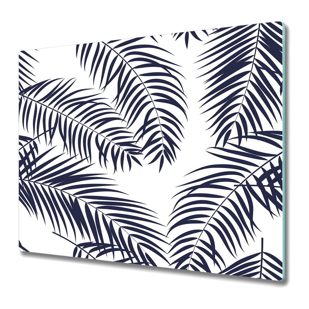 Glass Chopping Cutting Board Utensil Tropical Palm Watercolour Leaves 60x52