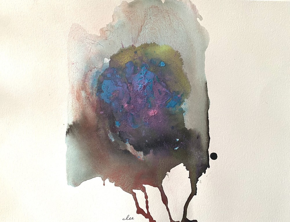 Abstract Mixed Media Ink Watercolor Art on 11x15 Paper – Modern Contemporary Style-image