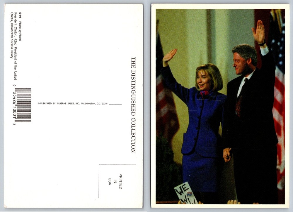 Bill & Hillary Clinton Waving Postcard - The Distinguished Collection
