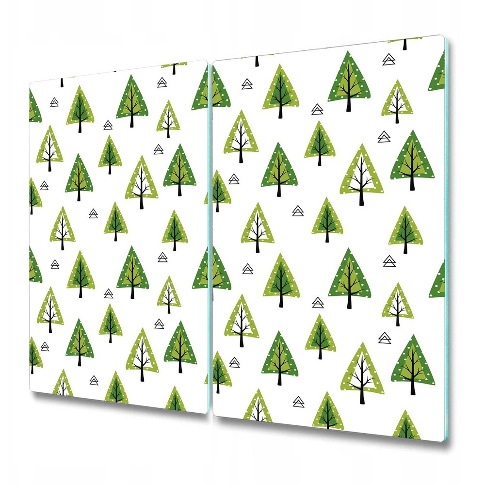 Glass Induction Ceramic Hob Cover Geometric Cartoon Trees Minimalistic 2x30x52
