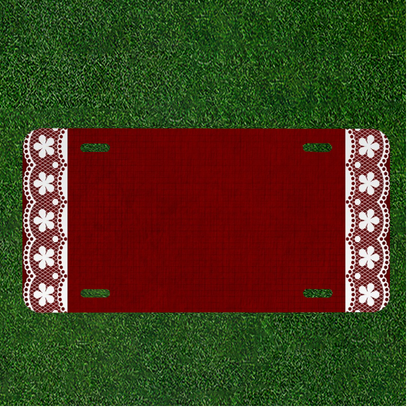 Custom Personalized Auto Tag With  Red Fancy Pattern Design Add Names