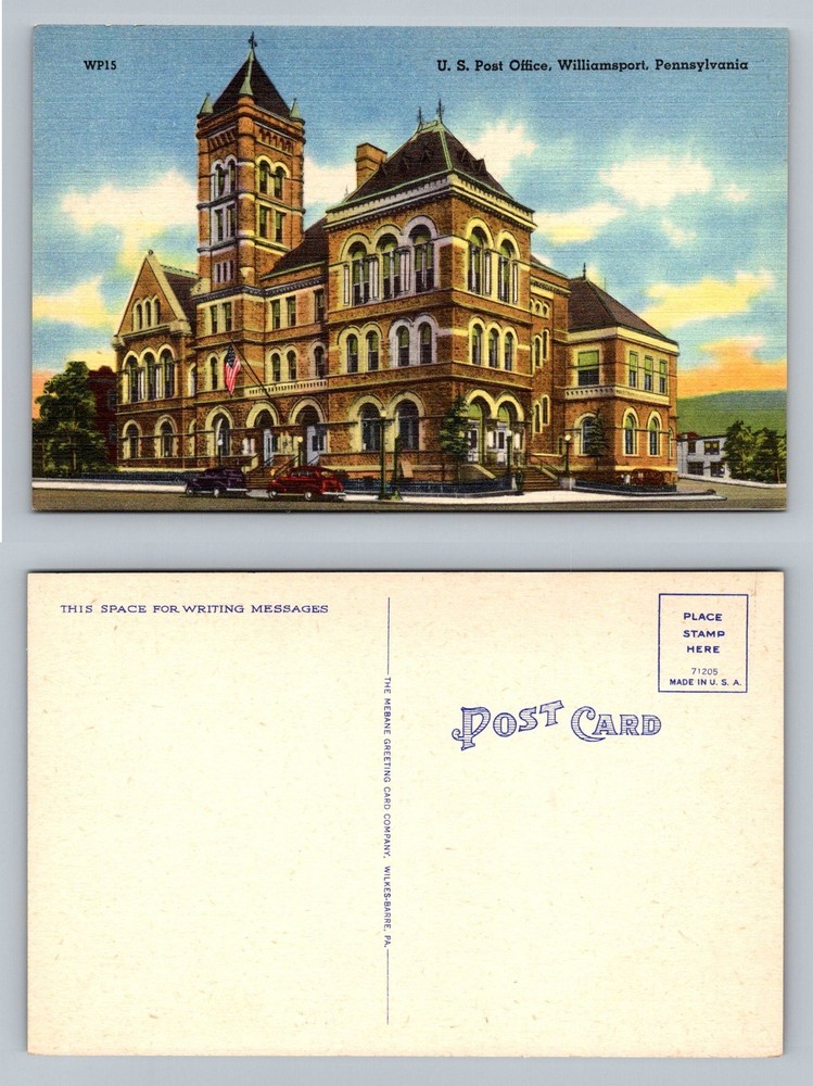 Williamsport, PA-Pennsylvania, U.S. Post Office Building Vintage Postcard