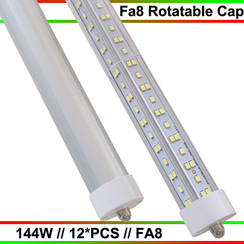 T8 8FT 144W LED Tube Light Bulbs FA8 Single Pin Shop Lights 12PCS