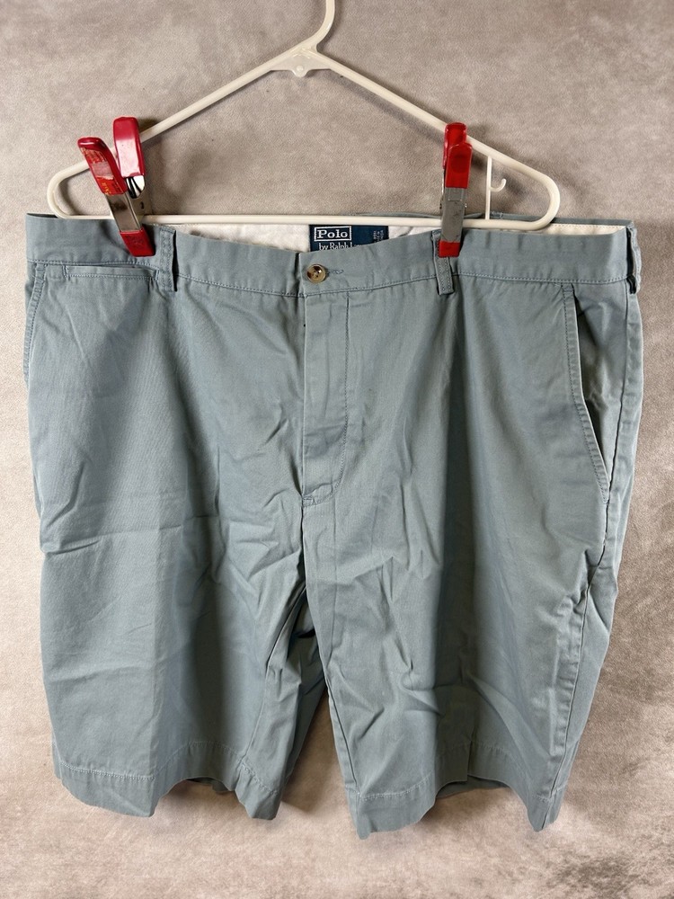 Polo Ralph Lauren Shorts Men 40 Gray Blue Chino Classic Fit 11” Inseam vintage