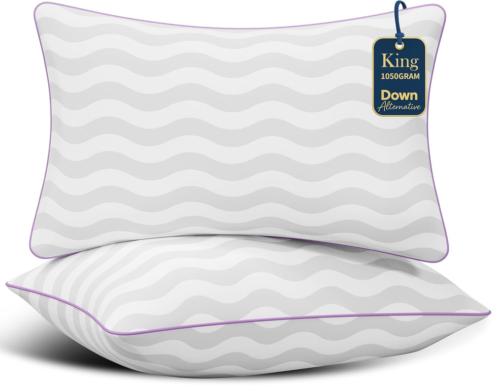 King Size Pillows Set of 2 - Hotel Collection Bed Pillows with down Alternative