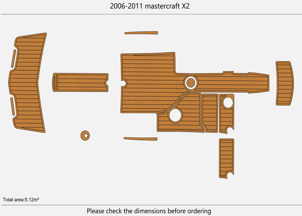 2006-2011 Mastercraft X2 Swim Platform Cockpit Pad Boat EVA Foam Teak Floor Mat