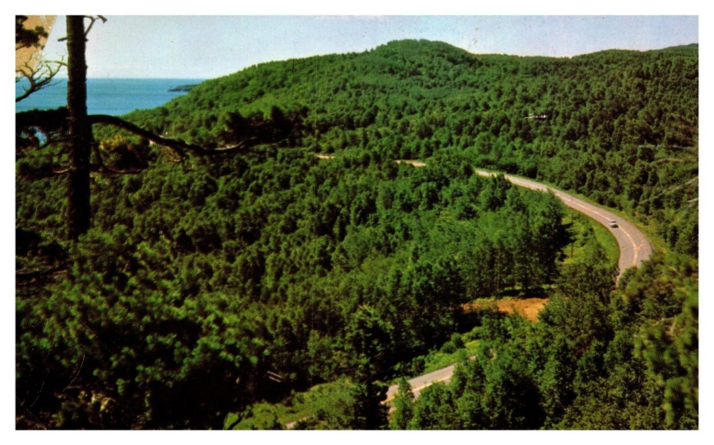 MN Minnesota Winding Road Aerial View North Shore Lake Superior Chrome Postcard