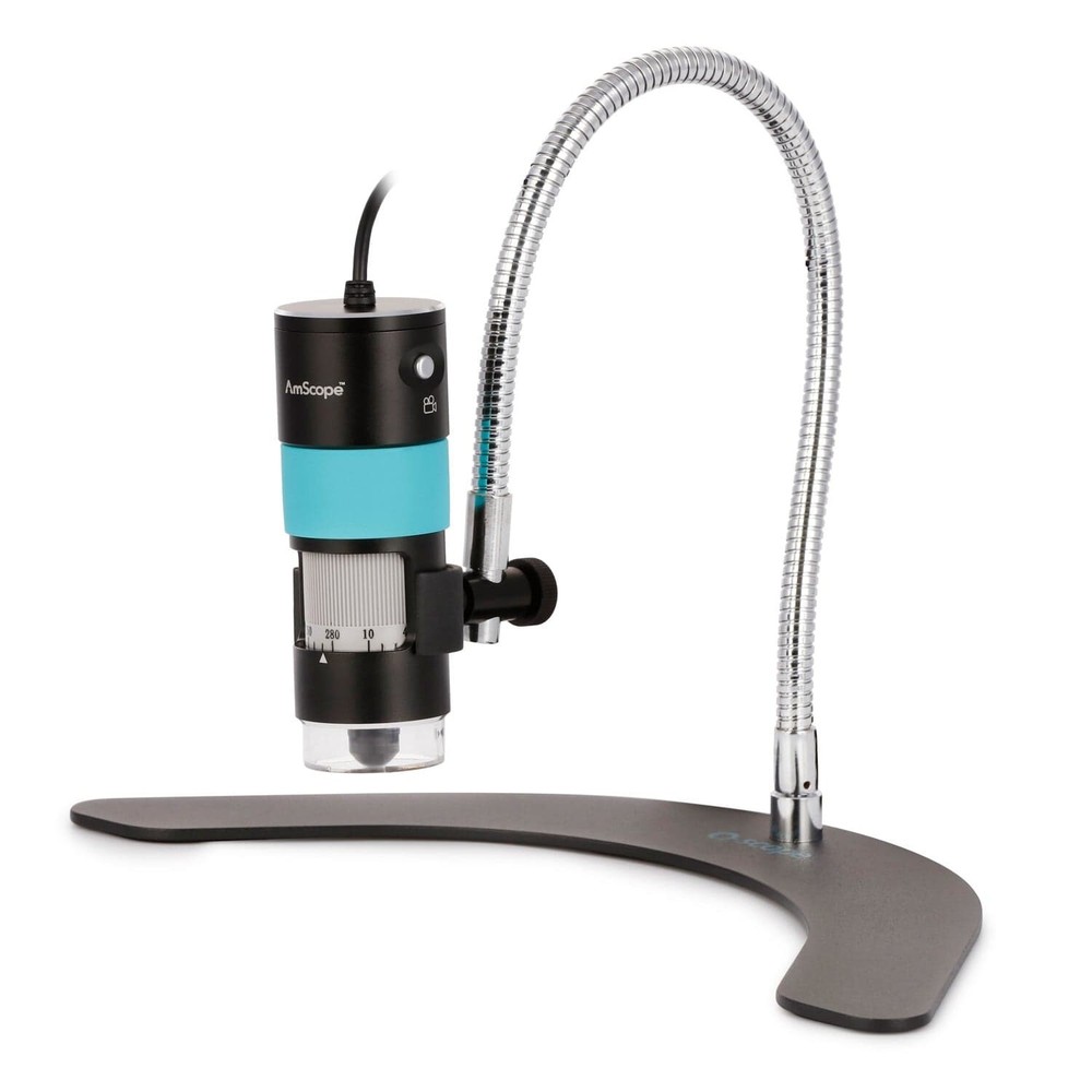 Amscope 2.1MP Handheld 10-280X LED Digital USB Microscope-Gooseneck +Table Stand