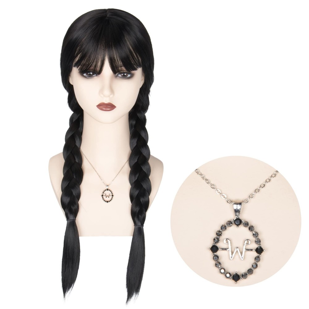 M MISS U HAIR Women Long Black Braids Wig with Bangs Adult,