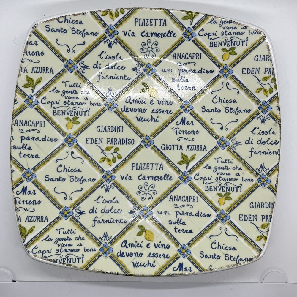 Waverly PIASTRELLE 10” (Set Of 2) Sq Dinner Plates No Chips Cracks or Crazing