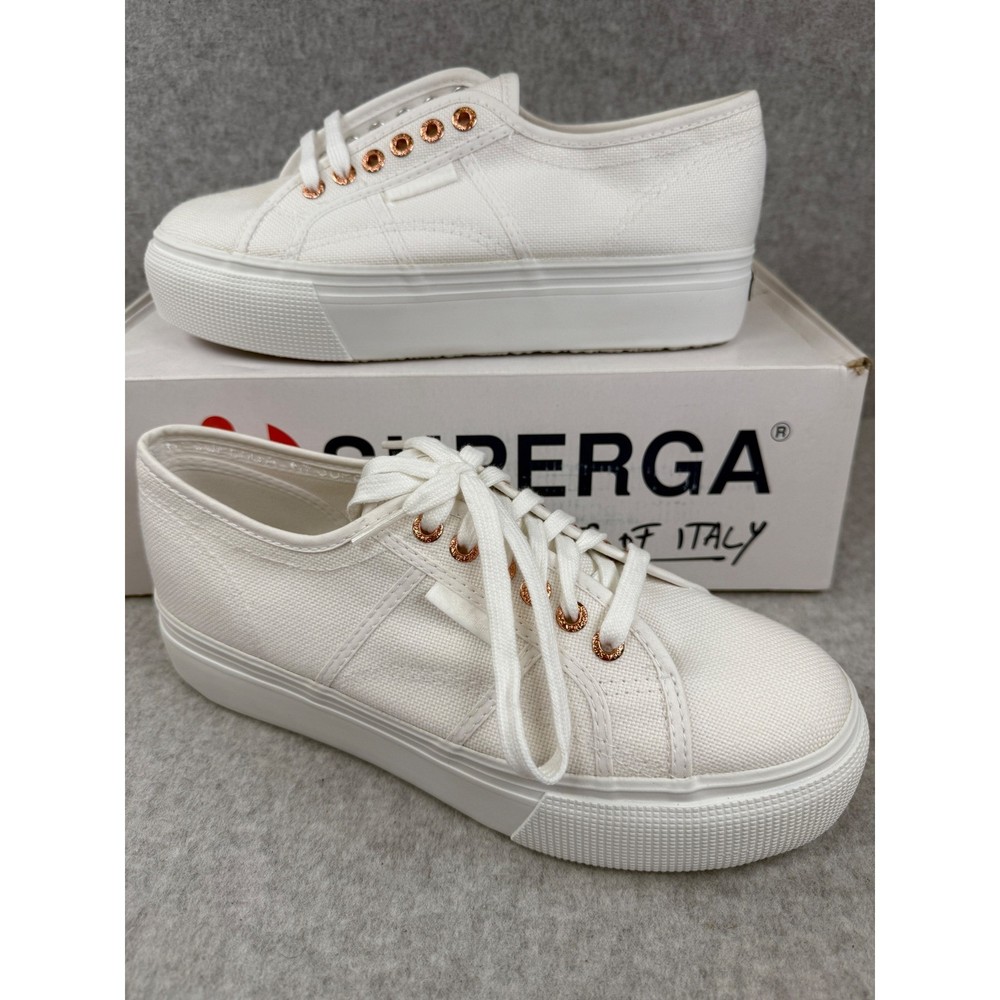 Superga 2790A COTW Linea White Platform Sneakers Women's Size 10