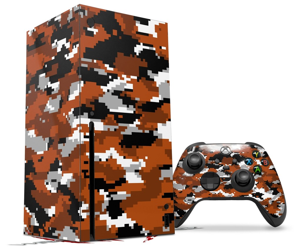 Skin Set for XBOX Series X WraptorCamo Digital Camo Burnt Orange