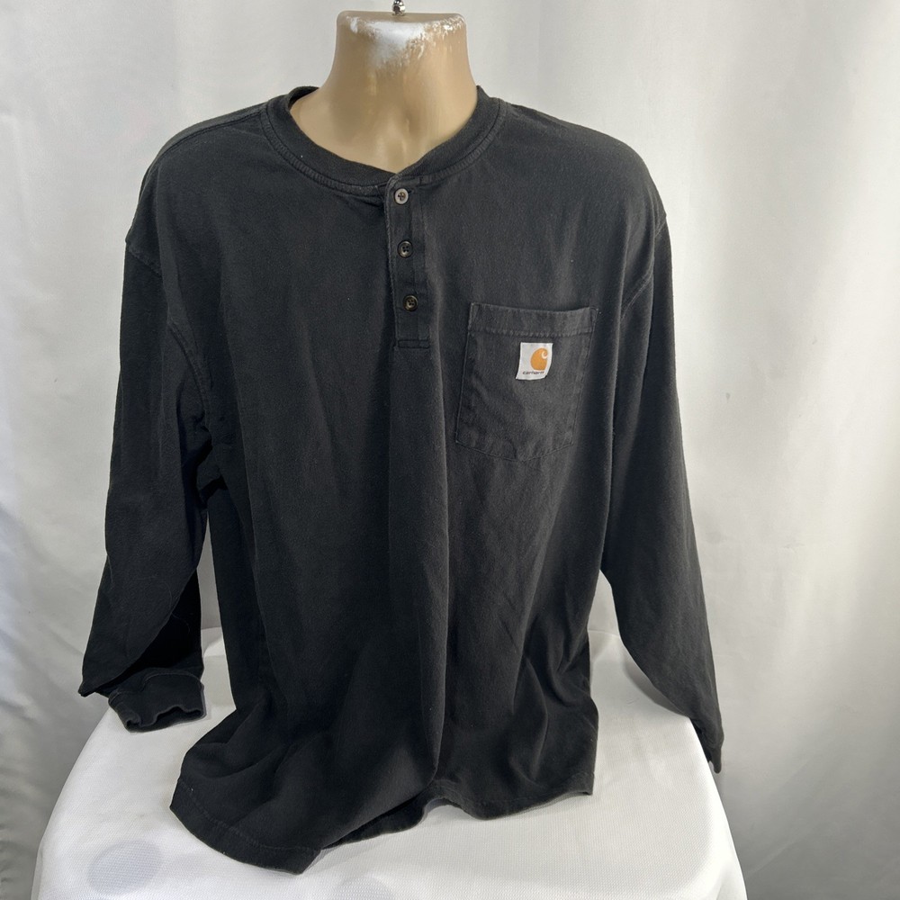 Carhartt Men’s K128 Long Sleeve Henley Original Fit Black Size XL T-Shirt