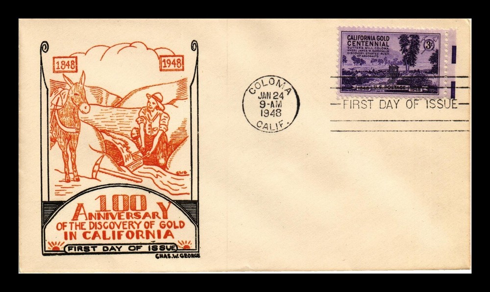 Dr Jim Stamps Us California Gold Fdc Scott 954 C W George Thermographed Cover