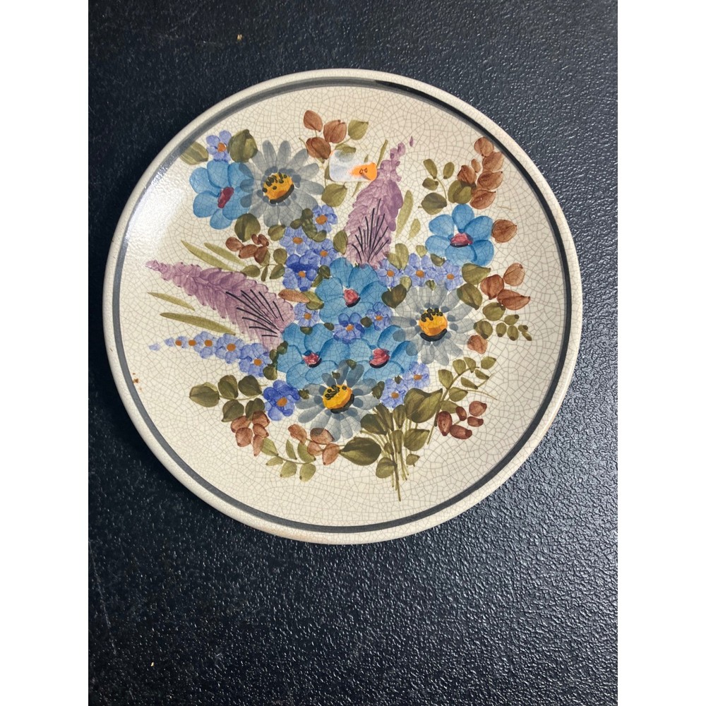 Vintage MAIPH Hand Painted Floral Ceramic Decorative Wall Plate Blue Daisies