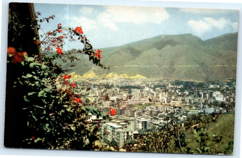 Vintage Postcard Panorama, Caracas, Venezuela Aerial View