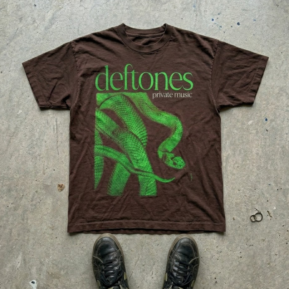 Deftones Snake Graphic T-Shirt - Brown Nu-Metal Band Tee