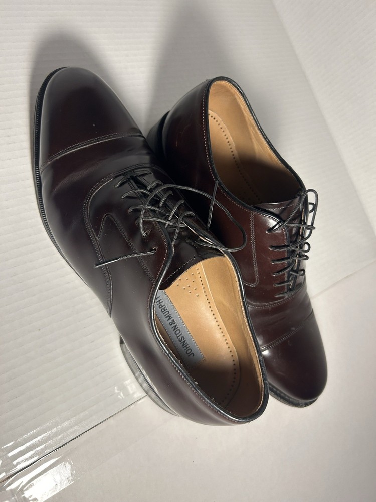 Johnston & Murphy Mens Brown Leather Cap Toe Oxford Dress Shoes Size 10.5