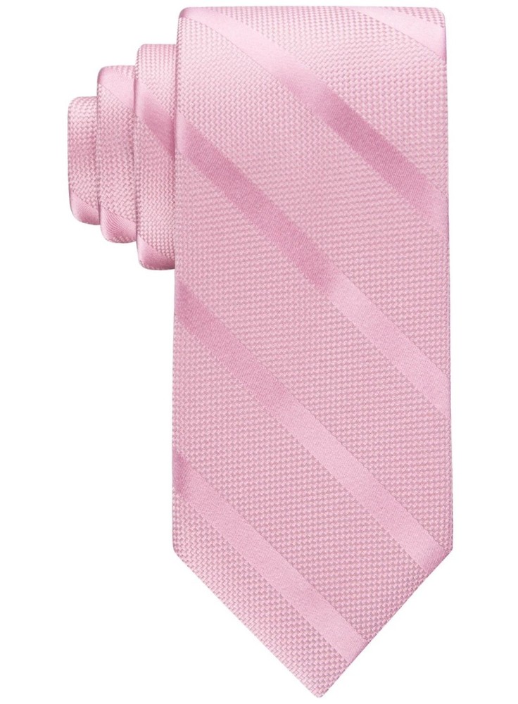 New Mens Tommy Hilfiger Pink Textured Stripe Silk Blend Neck Tie Necktie