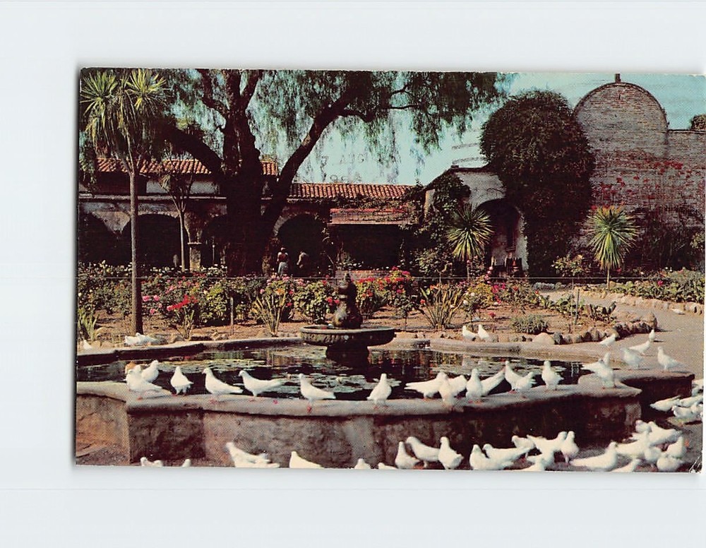 Postcard Fountain & Garden Mission San Juan Capistrano California USA