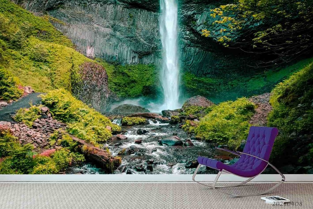 3D Mountain Waterfall Landscape Wall Murals Wallpaper Murals Wall Sticker