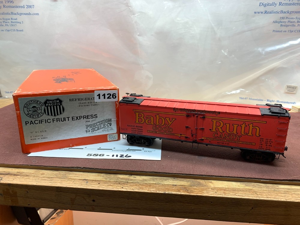 586 Precision Scale Co. Baby Ruth-Curtis Prod. Reefer Car Brass O Scale 2 Rail