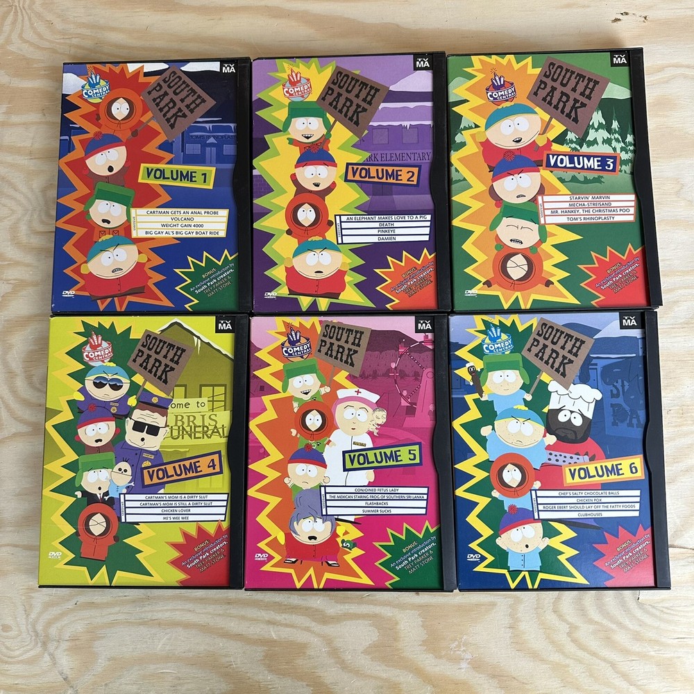 South Park DVD Collection Volumes 1-6 Excellent Condition Comedy Central Tested