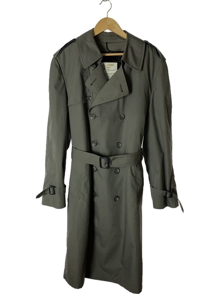 London Fog Trench Coat/40/Polyester/Gry/Plain 10401