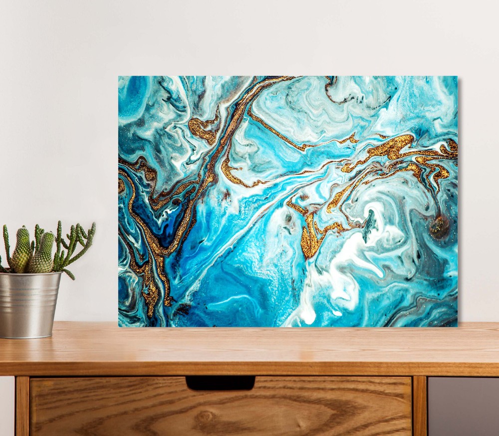 Gold & Black Abstract 5mm thick Plastic Poster Ready to Hang 60x45cm