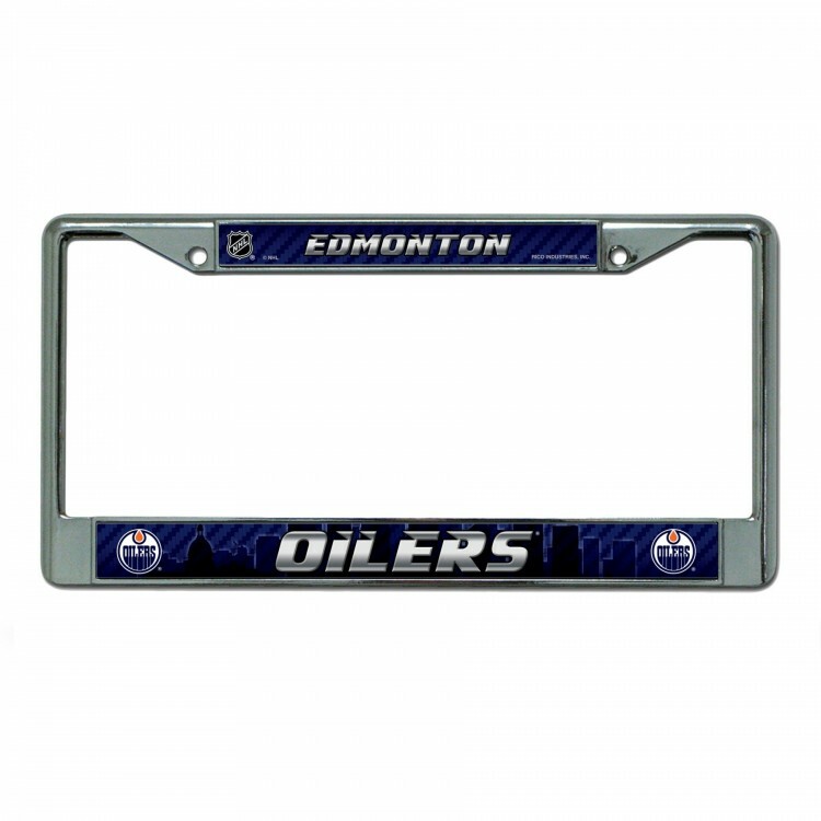 edmonton oilers nhl ice hockey team logo chrome license plate frame usa made