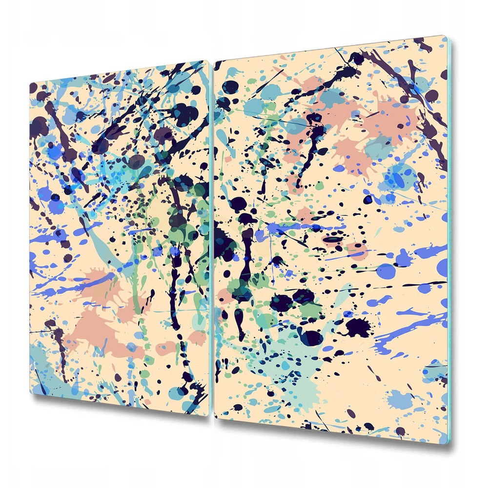 Glass Induction Ceramic Hob Cover Worktop Saver Watercolour yellow blue 2x30x52