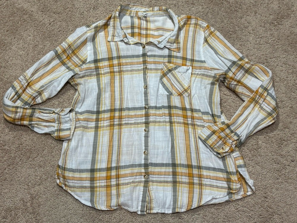 Maurice's Womens Shirt Size XL Multicolor Plaid Lightweight Casual Pockets