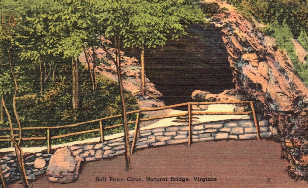 Natural Bridge, Virginia, VA, Salt Petre Cave, Linen Vintage Postcard e7254