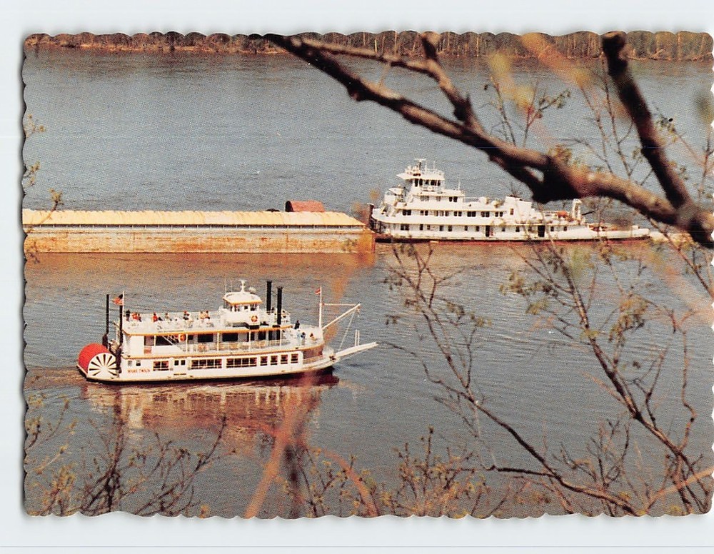 Postcard Riverboat Mark Twain Mississippi River at Hannibal Missouri USA