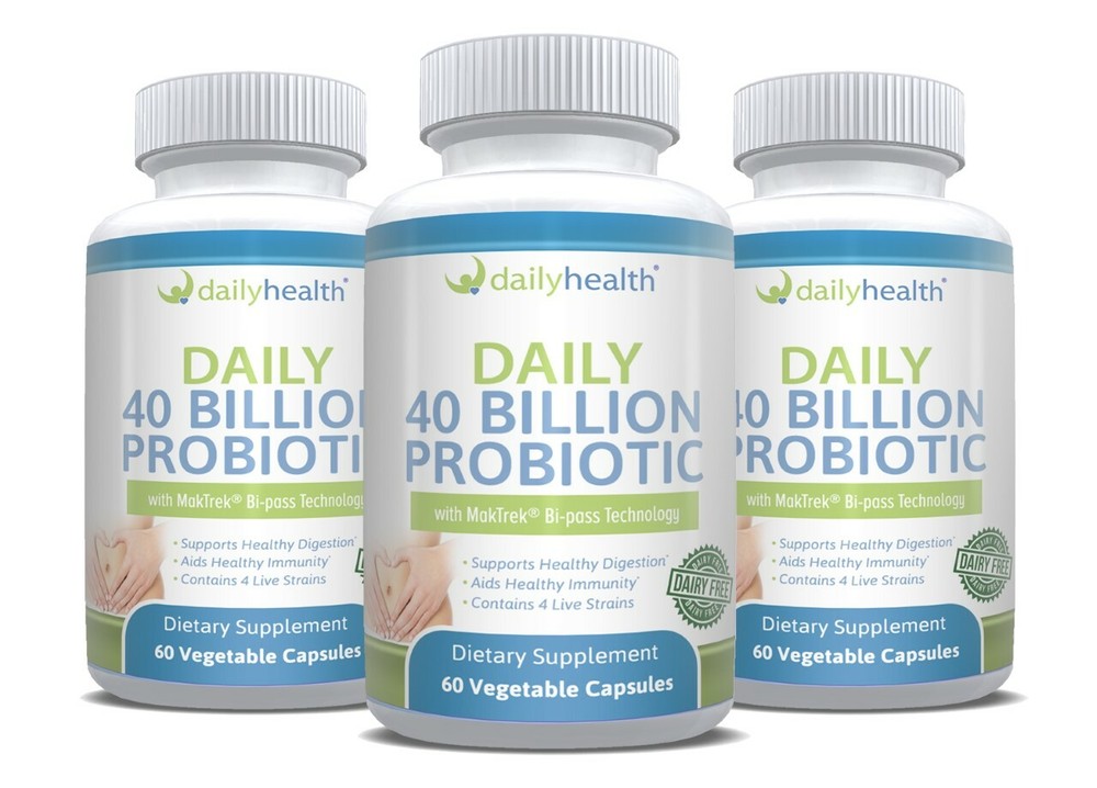 Daily Probiotic 40 Billion CFU MakTrek Bi-Pass Technology Lactobacillus 3 bottle