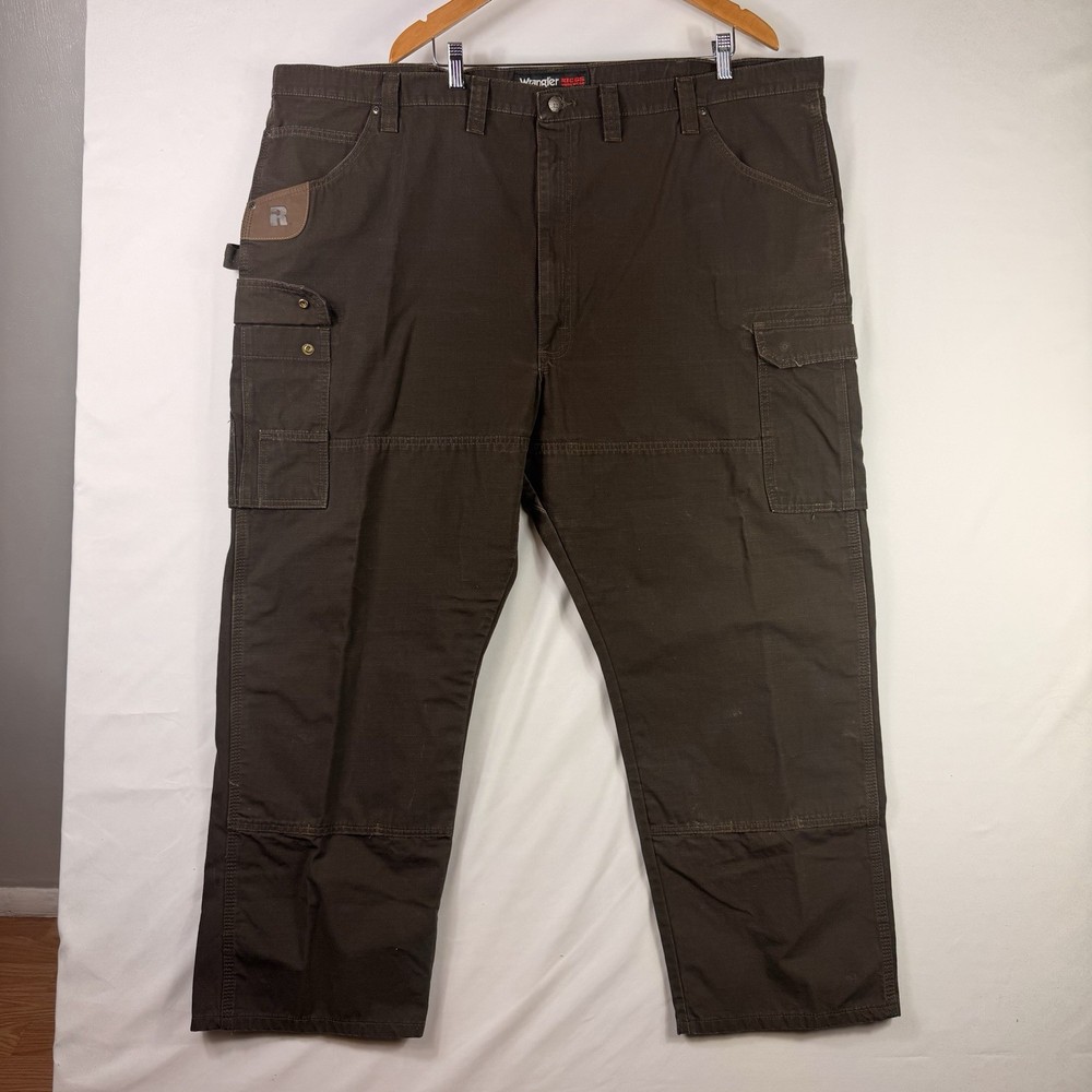 Wrangler Riggs Ripstop Pants Mens 50x30 Brown Carpenter Cargo Workwear