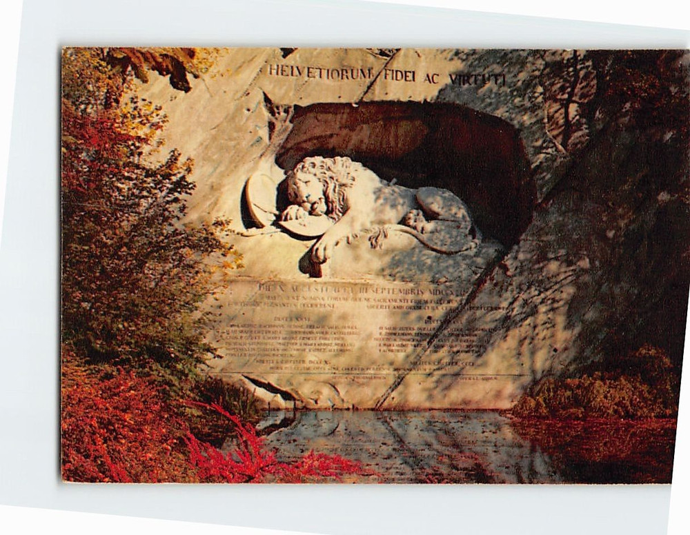Postcard Lion's Monument Lucerne Switzerland