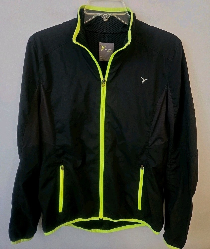 Old Navy Active Women’s Small Black Neon Full Zip Running Jacket Windbreaker...
