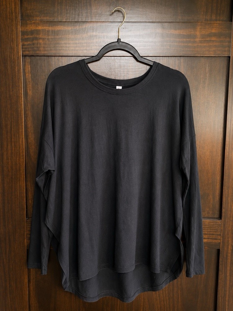 Athleta Women’s Black Crew Neck Long Sleeve Modal Knit Pullover Top Size M