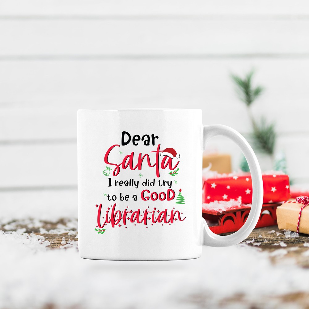 Librarian Santa Mug Christmas Gift for Book Lovers